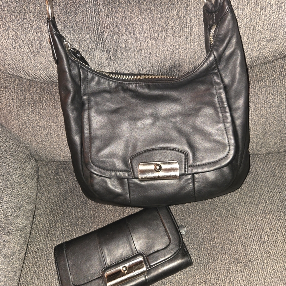 Coach Black Leather Hobo Bag and Wallet Set - Picture 1 of 10